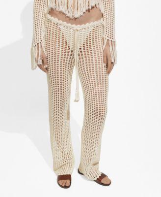 Mango Womens Openwork Knitted Pants Product Image