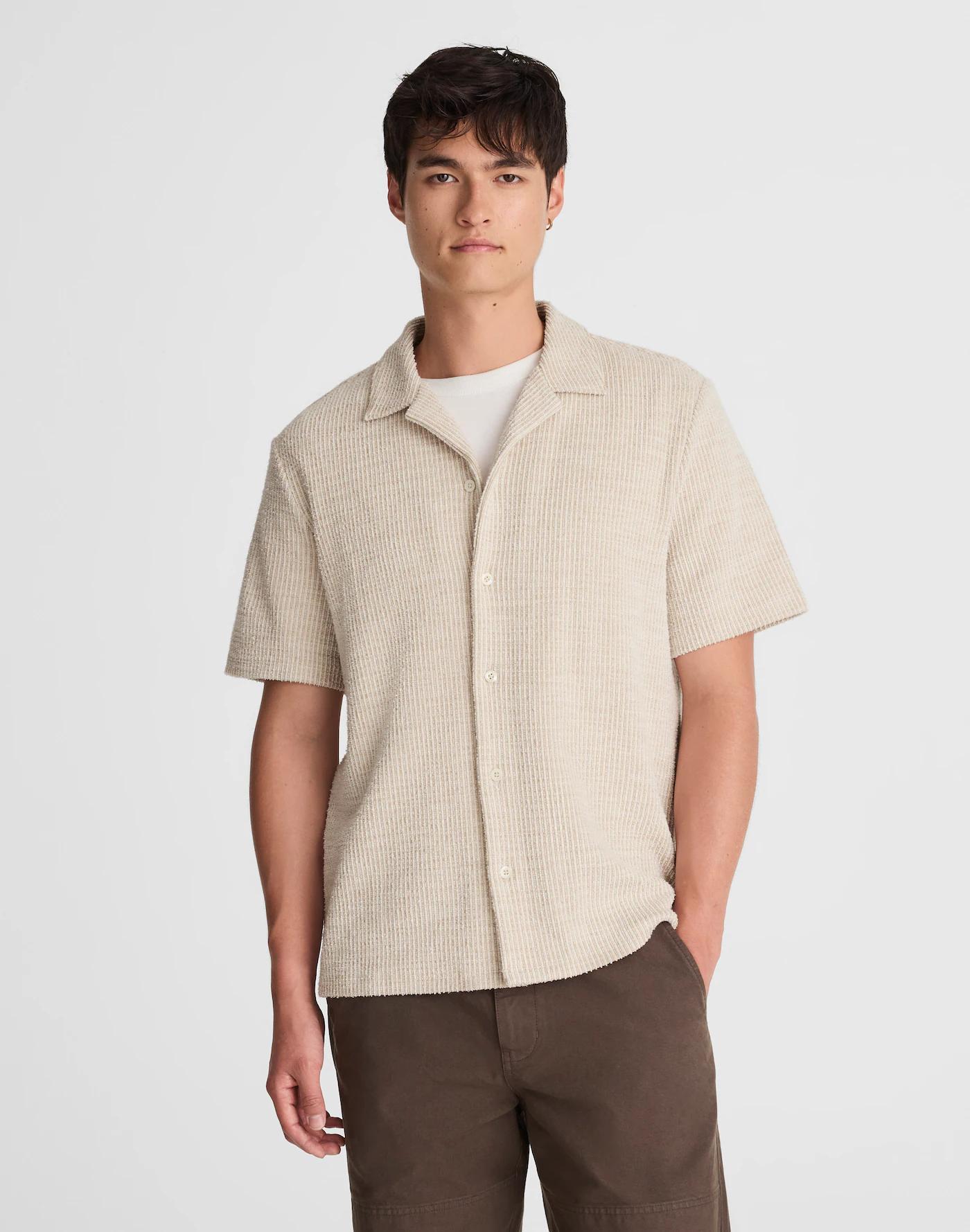 Textured Stripe Camp-Collar Shirt Product Image