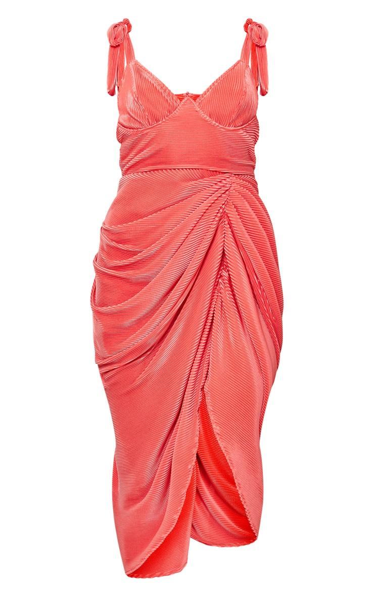 Coral Plisse Underwired Drape Midaxi Dress Product Image