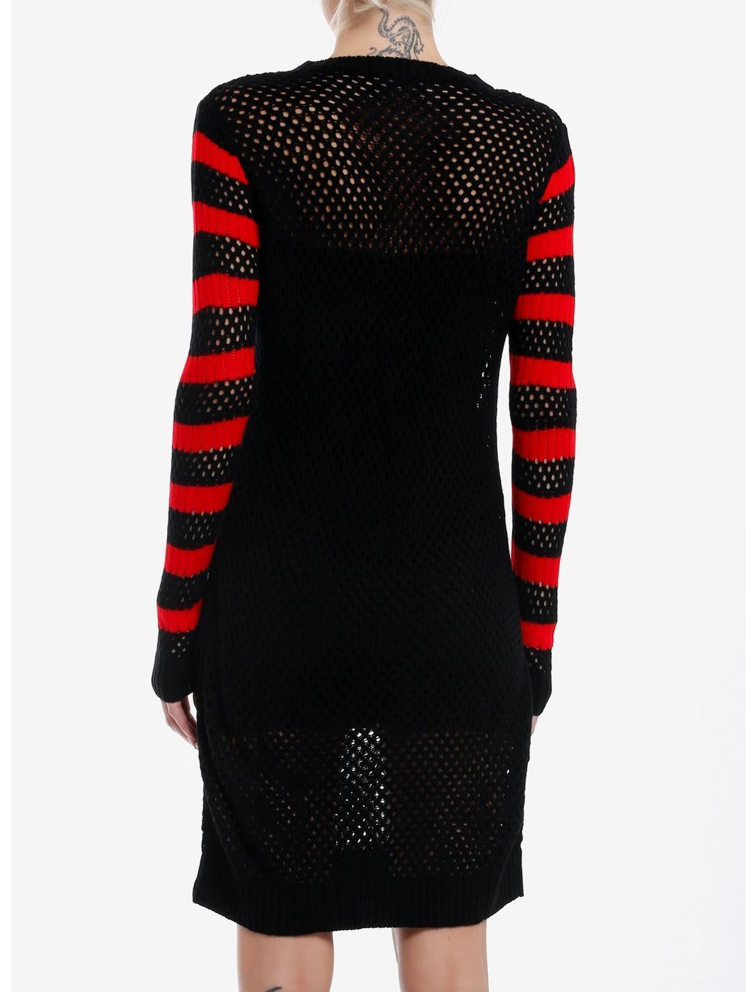 Black & Red Star Stripe Knit Sweater Dress Product Image