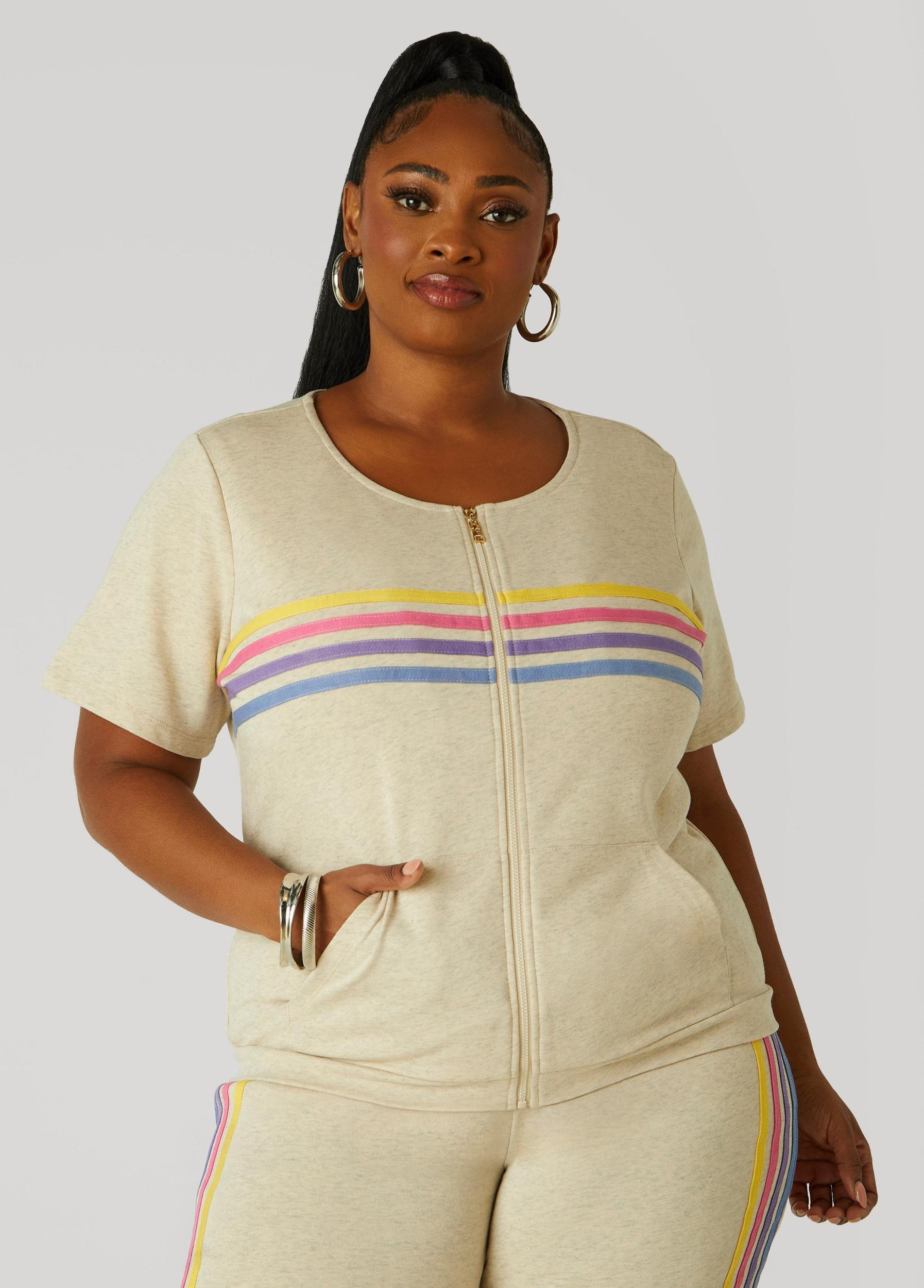 Plus Size Striped French Terry Joggers Ashley Stewart Product Image