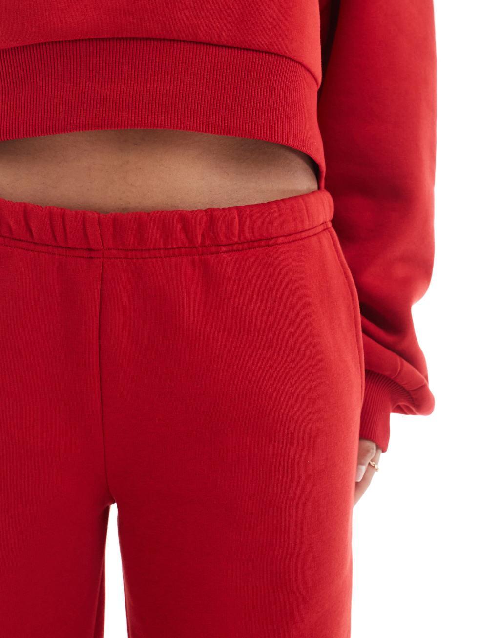 ASOS DESIGN wide leg sweatpants in red - part of a set Product Image