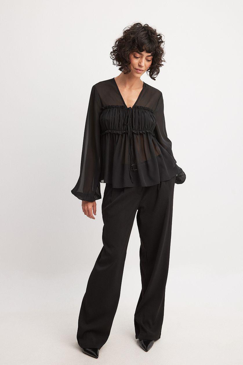 Tie Detail Balloon Sleeve Blouse Product Image