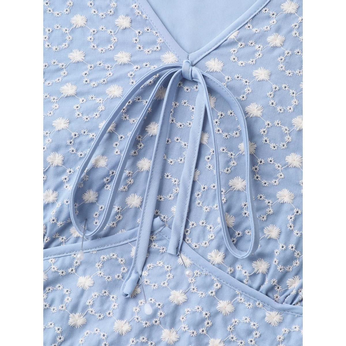 Plus Size Textured Cinched-Waist Pockets Maxi Dress LightBlue Women V-neck Sleeveless Curvy BloomChic 30/6X Product Image