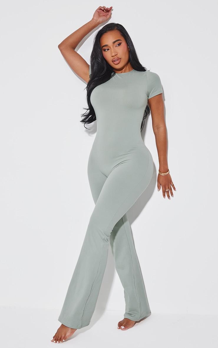 Shape Sage Green Sculpted Short Sleeve Jumpsuit Product Image