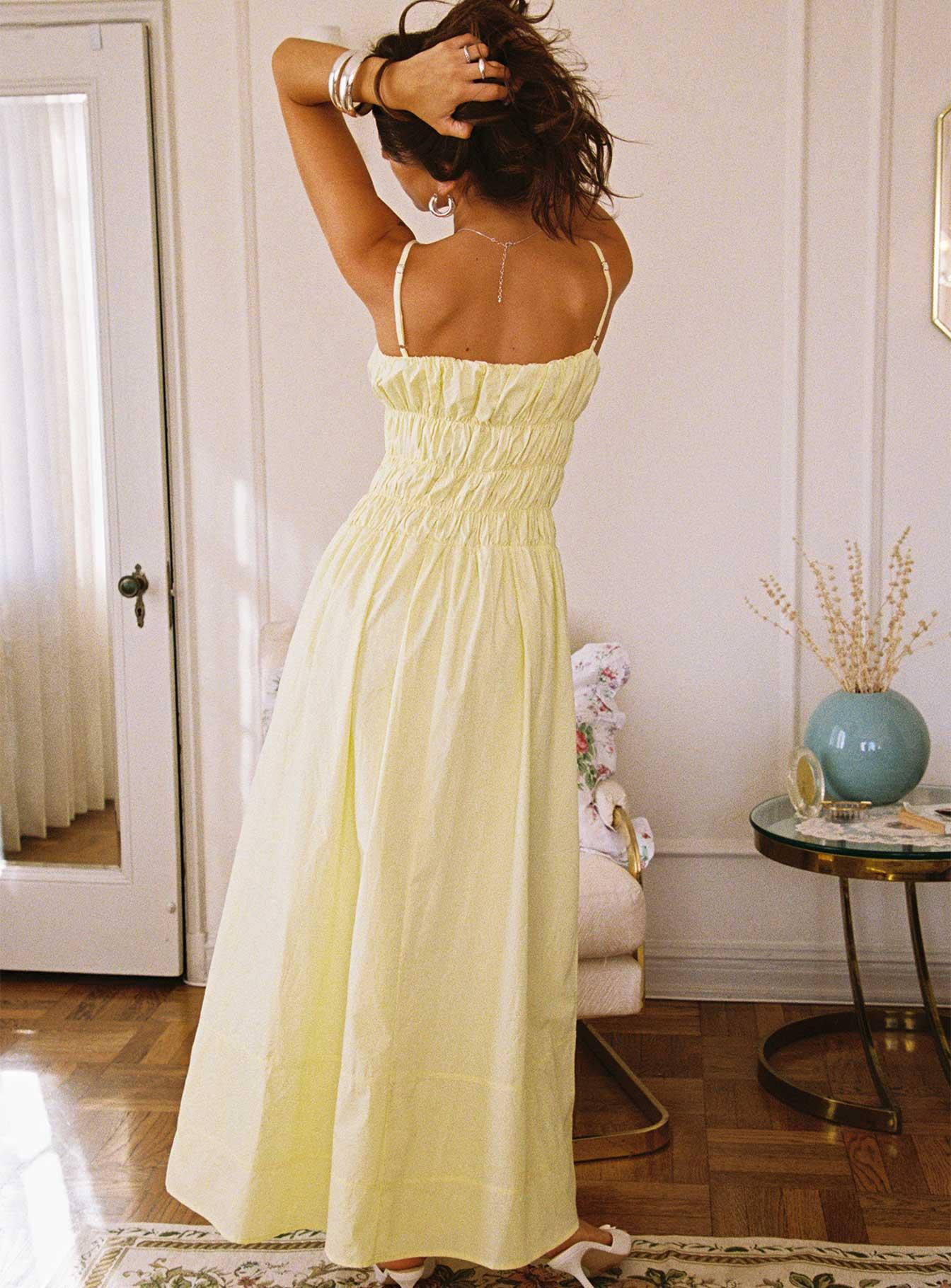 Loralei Shirred Maxi Dress Yellow Product Image