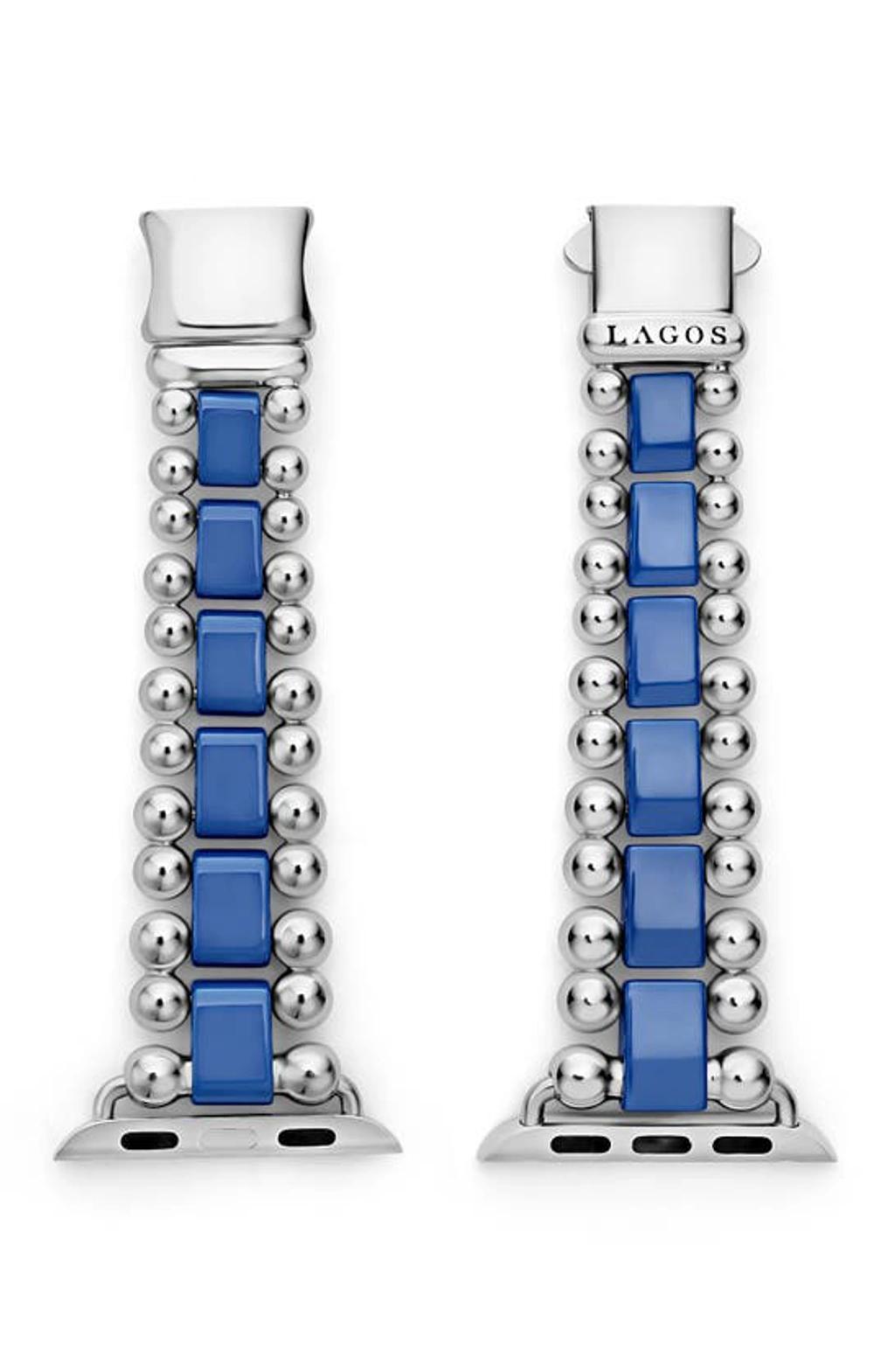 LAGOS Stainless Steel & Ultramarine Ceramic Apple Smart Watchband Bracelet Product Image