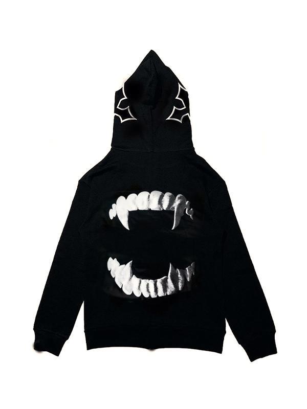 Men's Loose Print Hooded Zipper Hoodie Product Image