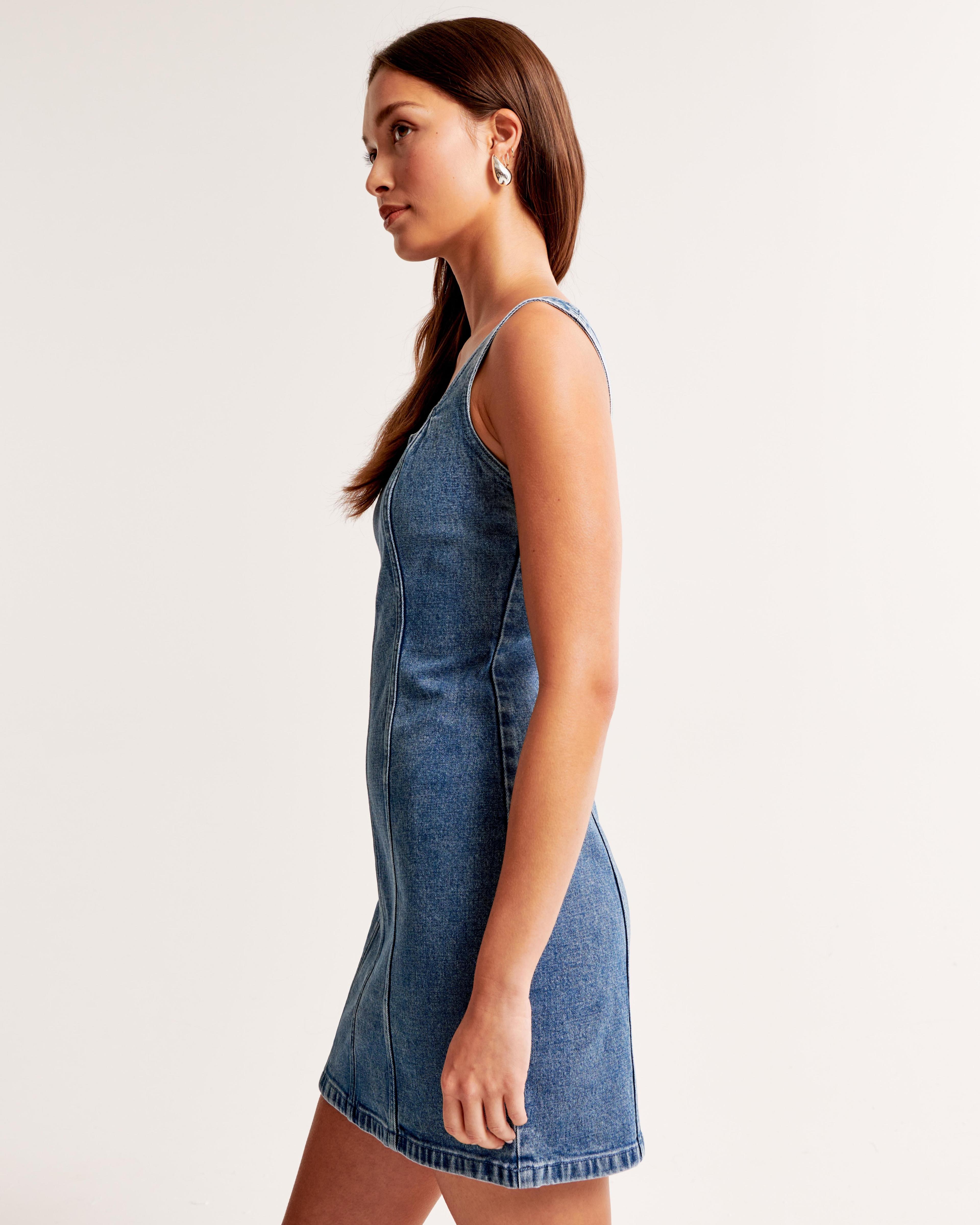 Wide Strap Denim Mini Dress Product Image