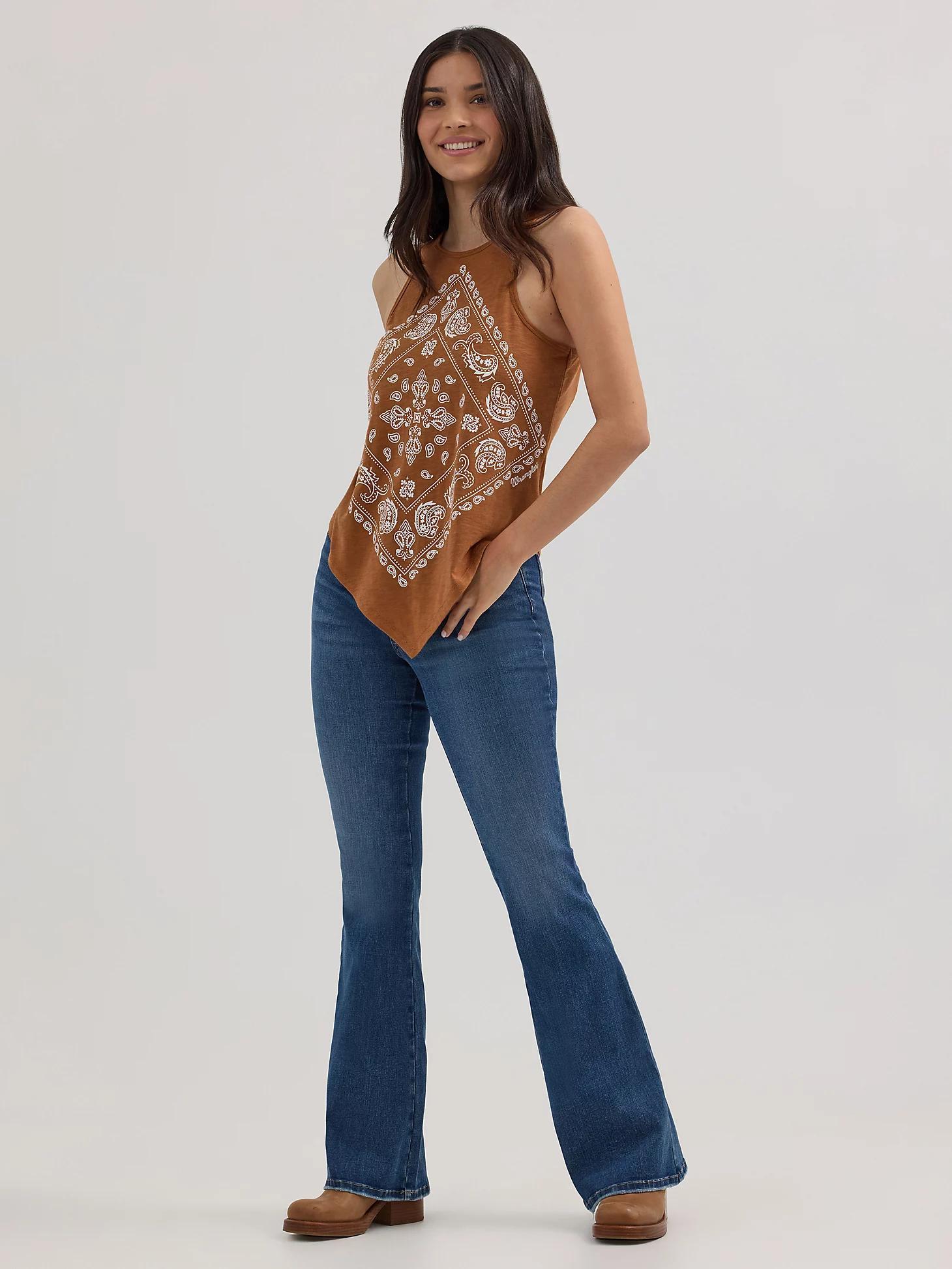 Women's Wrangler Bandana Diamond Front Tank in Washed Product Image