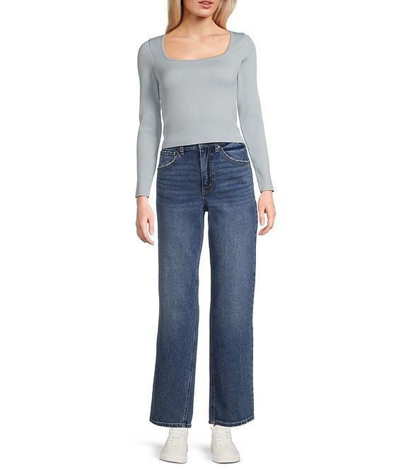 Moa Moa Seamless Ribbed Round Neck Long Sleeve Top Product Image