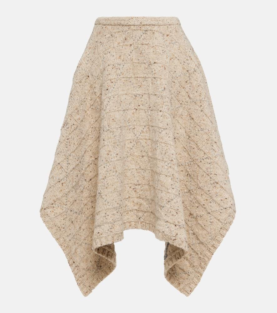 BOTTEGA VENETA Asymmetric Knitted Midi Skirt In Beige Product Image