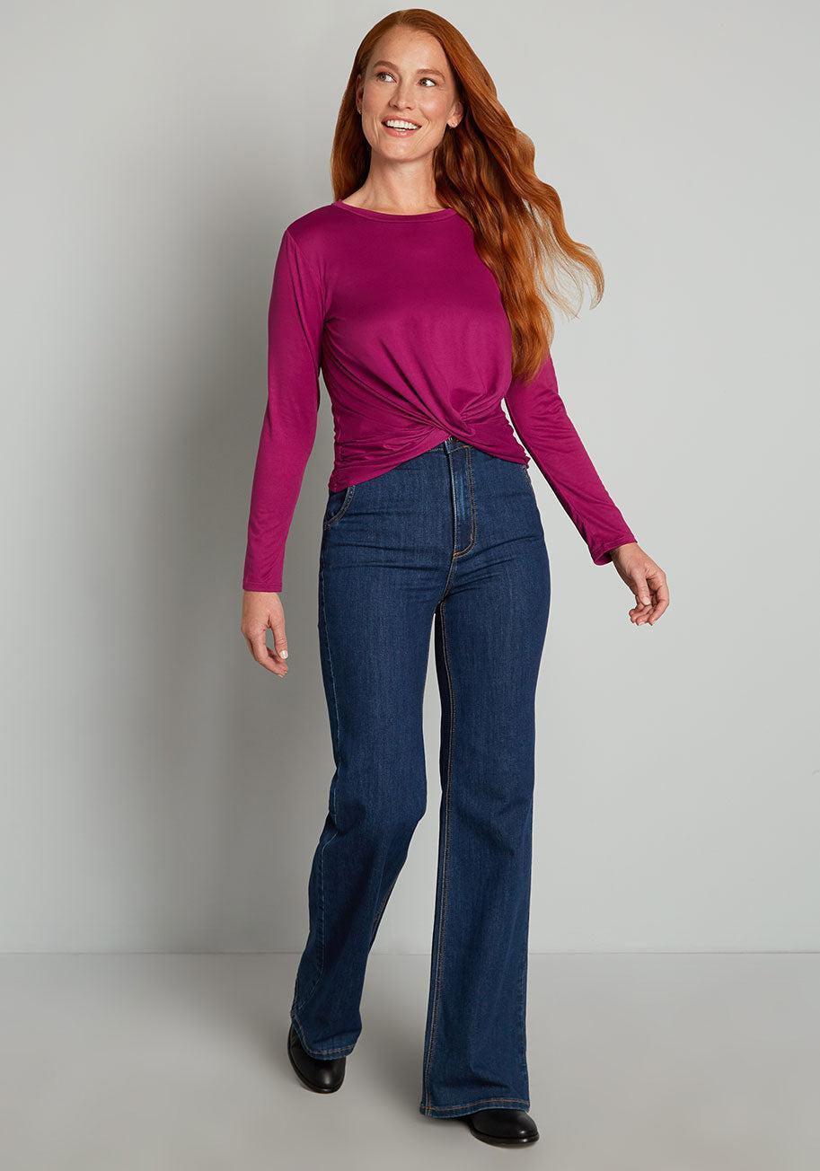 A Twist Of Fun Long Sleeve Knit Top Product Image