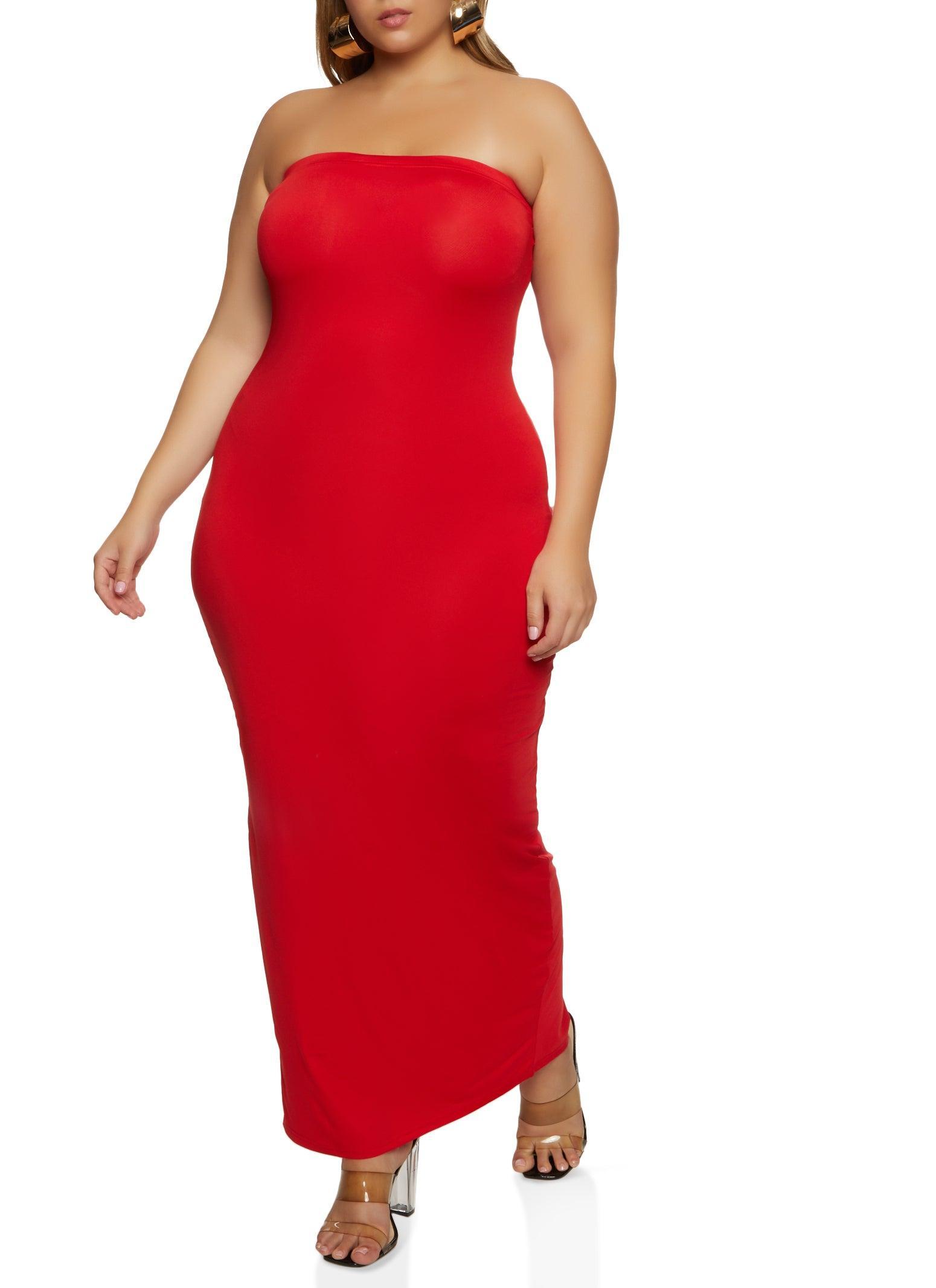 Womens Plus Size Daisy Solid Tube Maxi Dress Product Image