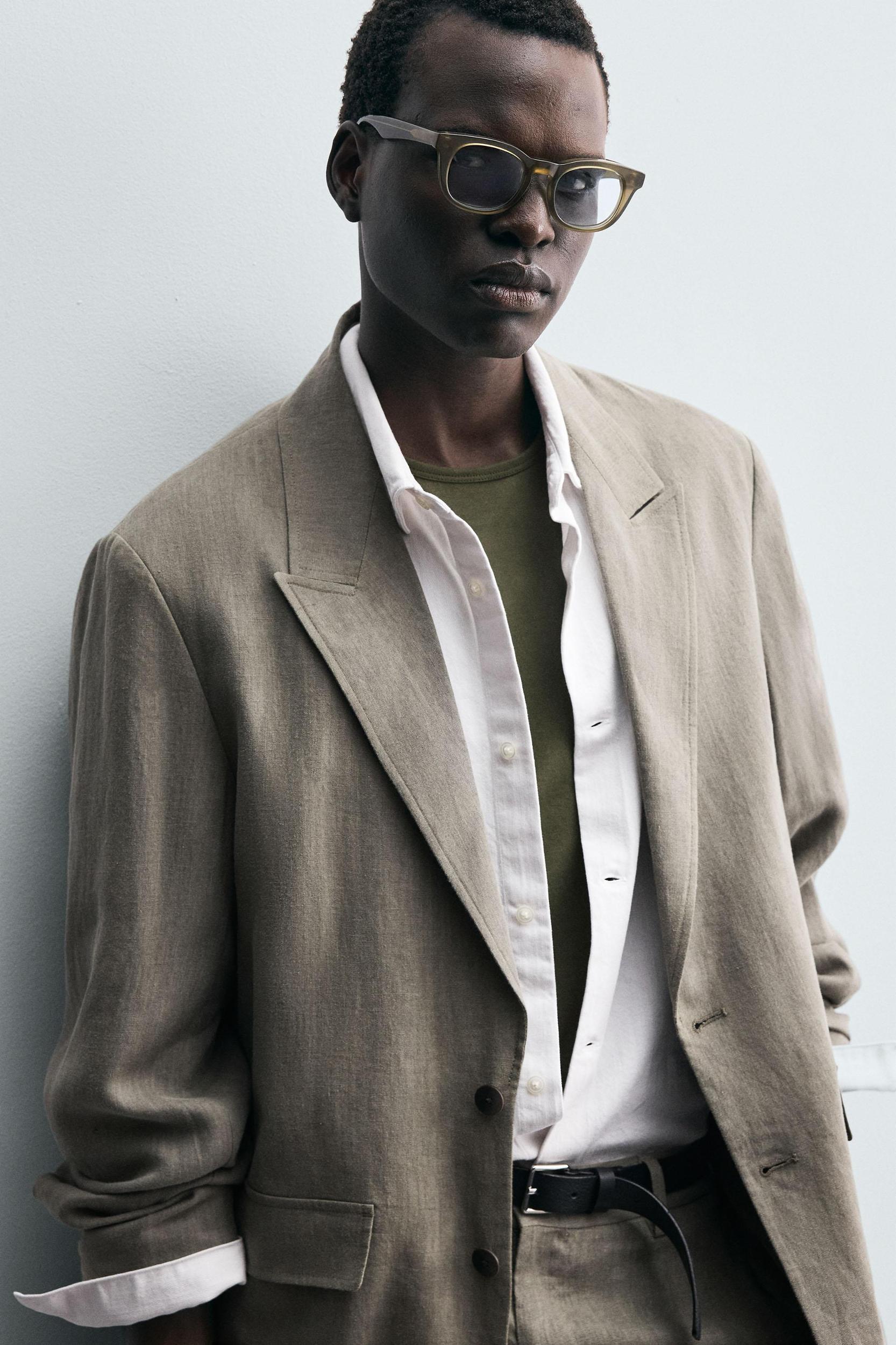 WASHED 100% LINEN SUIT BLAZER Product Image