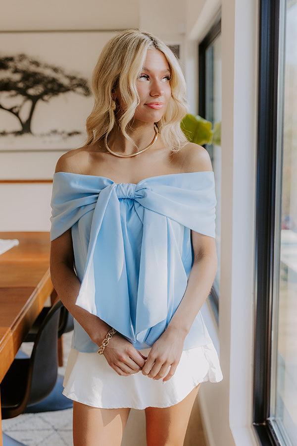 Sweet Statement Off Shoulder Top in Sky Blue Product Image