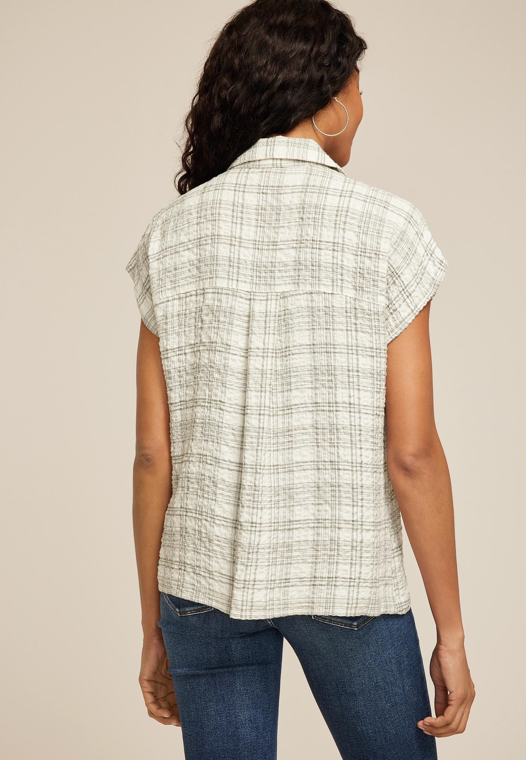 Textured Dolman Button Down Shirt Product Image