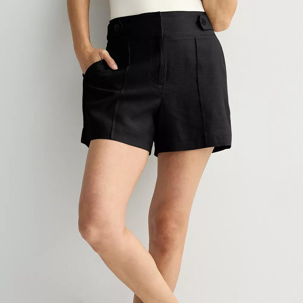 Women's Nine West Pintuck Shorts, Size: Small, Mineral Black Product Image