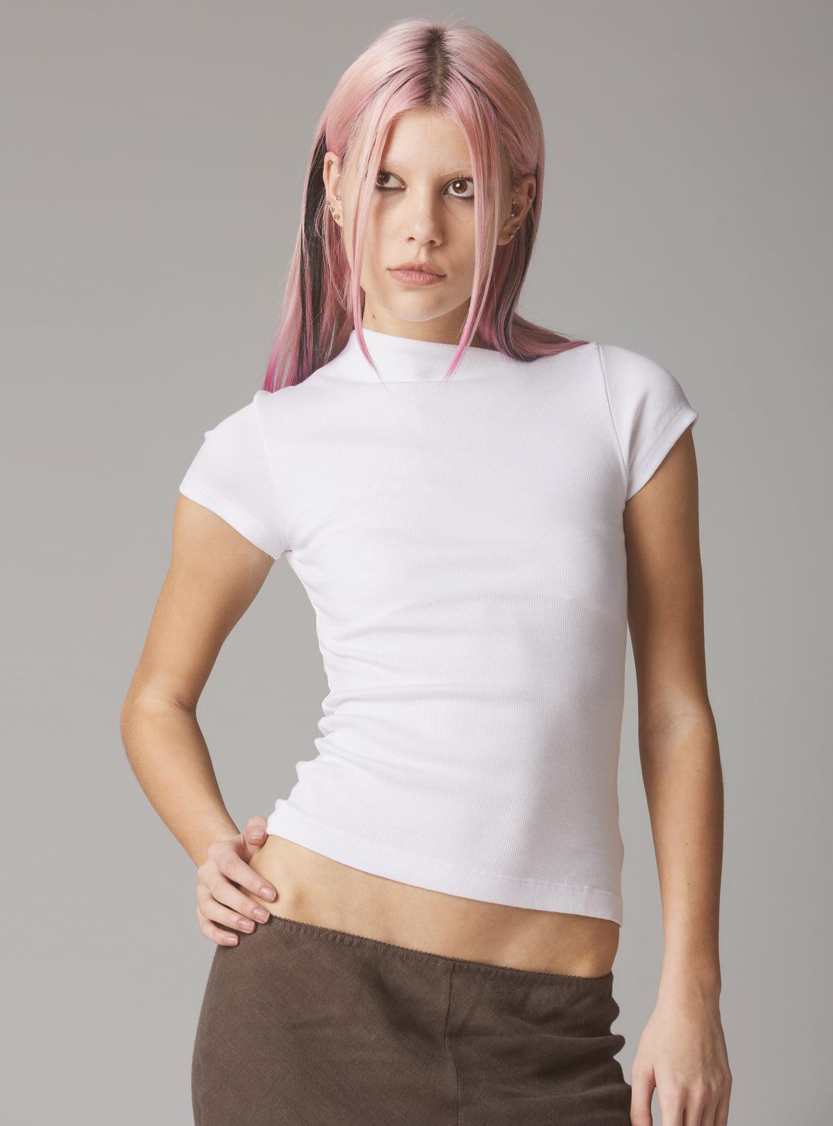 Rib Asymmetrical Cap Sleeve Female Product Image