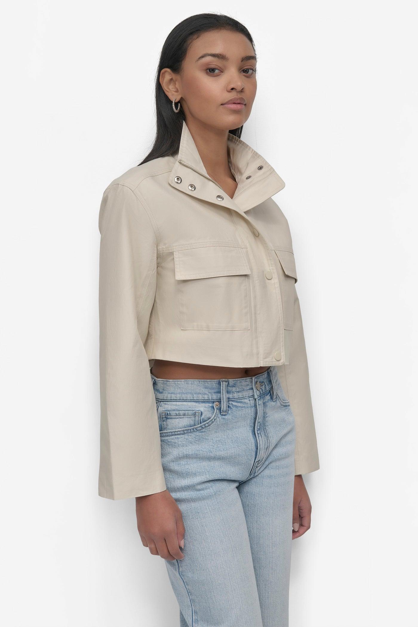 COATED WATER RESISTANTCROPPED UTILITY JACKET Product Image