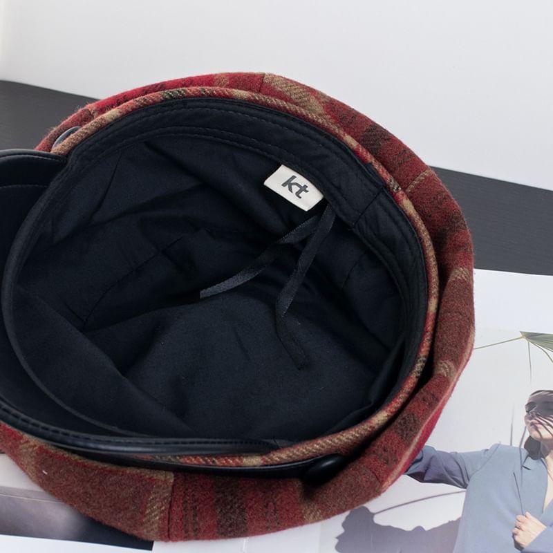 Plaid Wool Blend Newsboy Cap Product Image