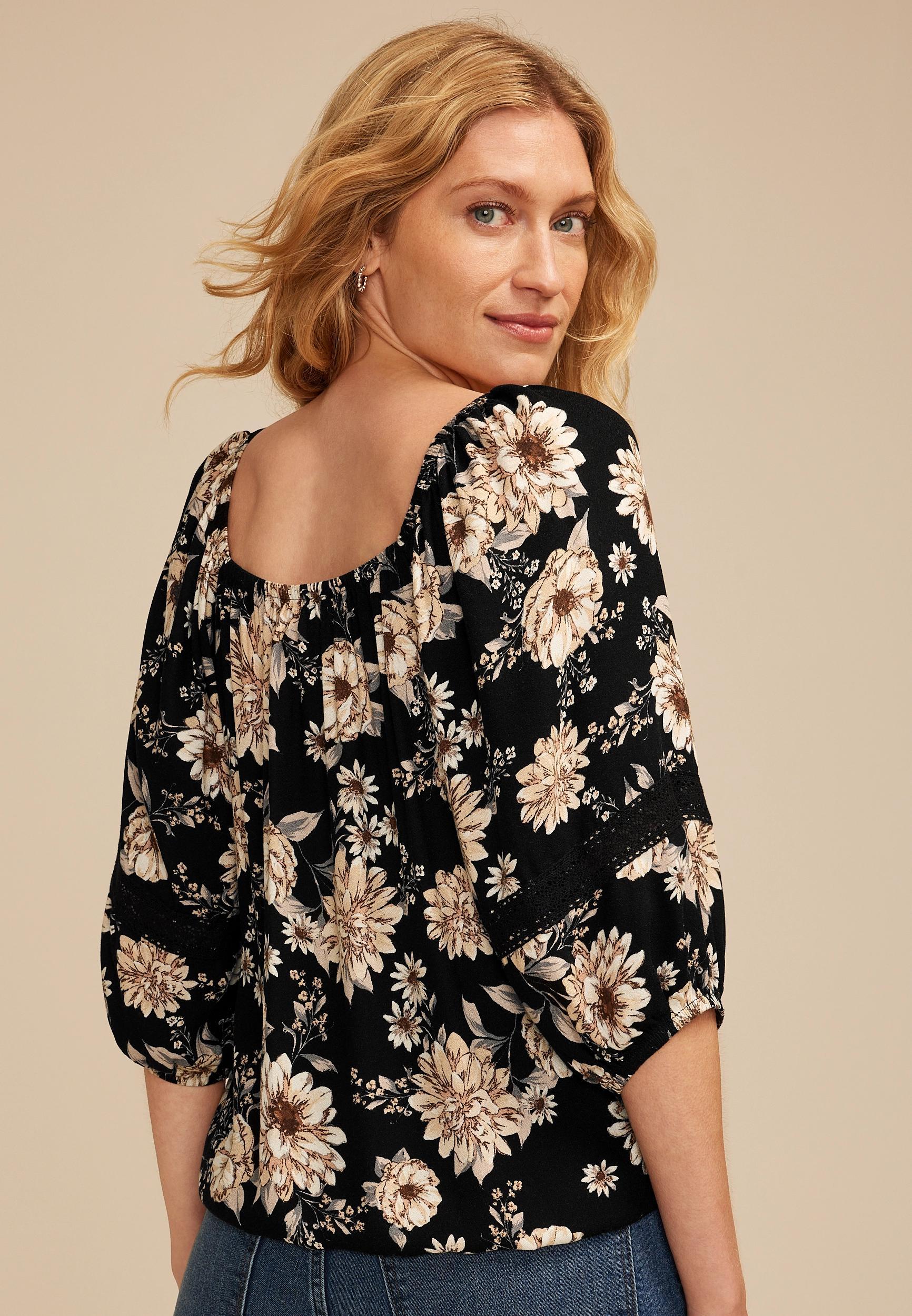 Floral Crochet Trim Blouse Product Image