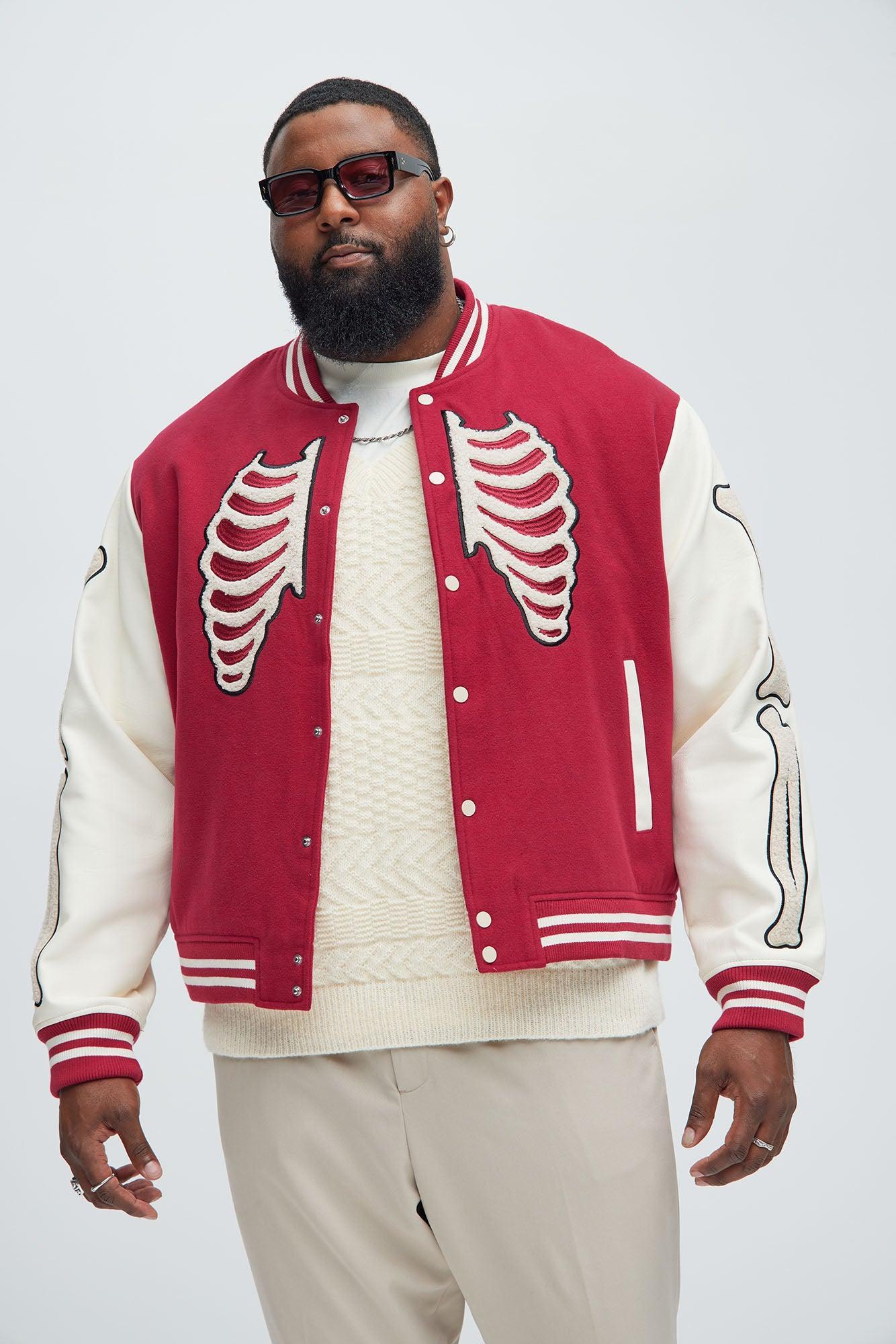 Skeleton Varsity Jacket - Red/White Product Image