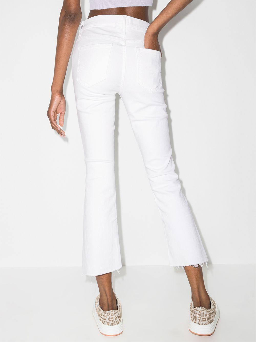 MOTHER The Tripped Distressed Bootcut Ankle Jeans In White Product Image