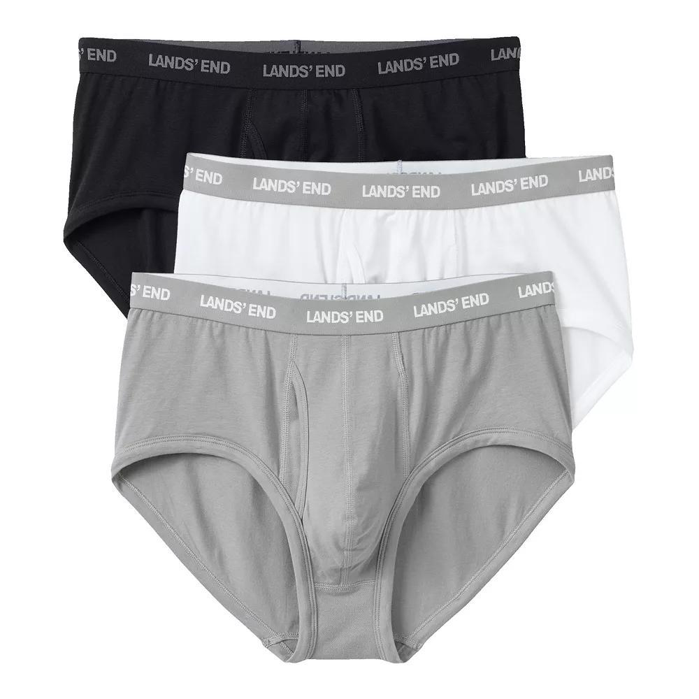 Men's Lands' End 3-Pack Comfort Briefs, Size: Medium, Black Gray Product Image