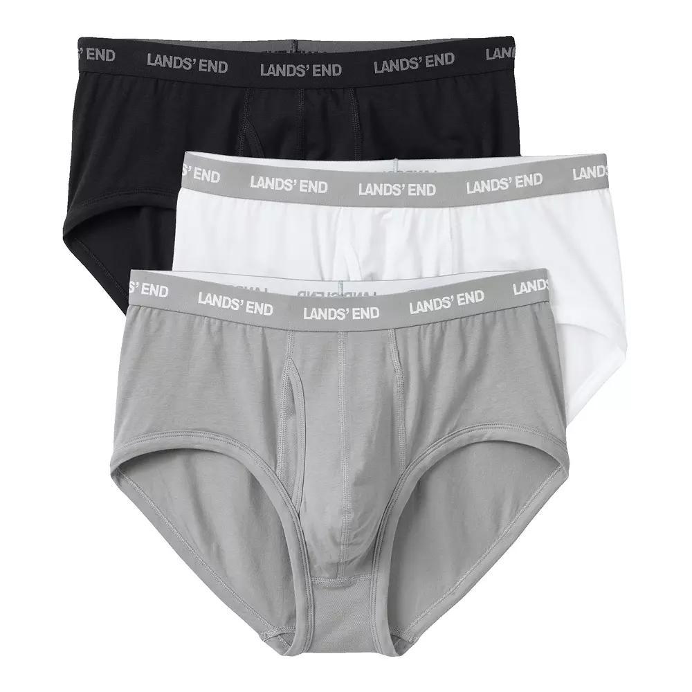Men's Lands' End 3-Pack Comfort Briefs, Size: Medium, Black Gray Product Image