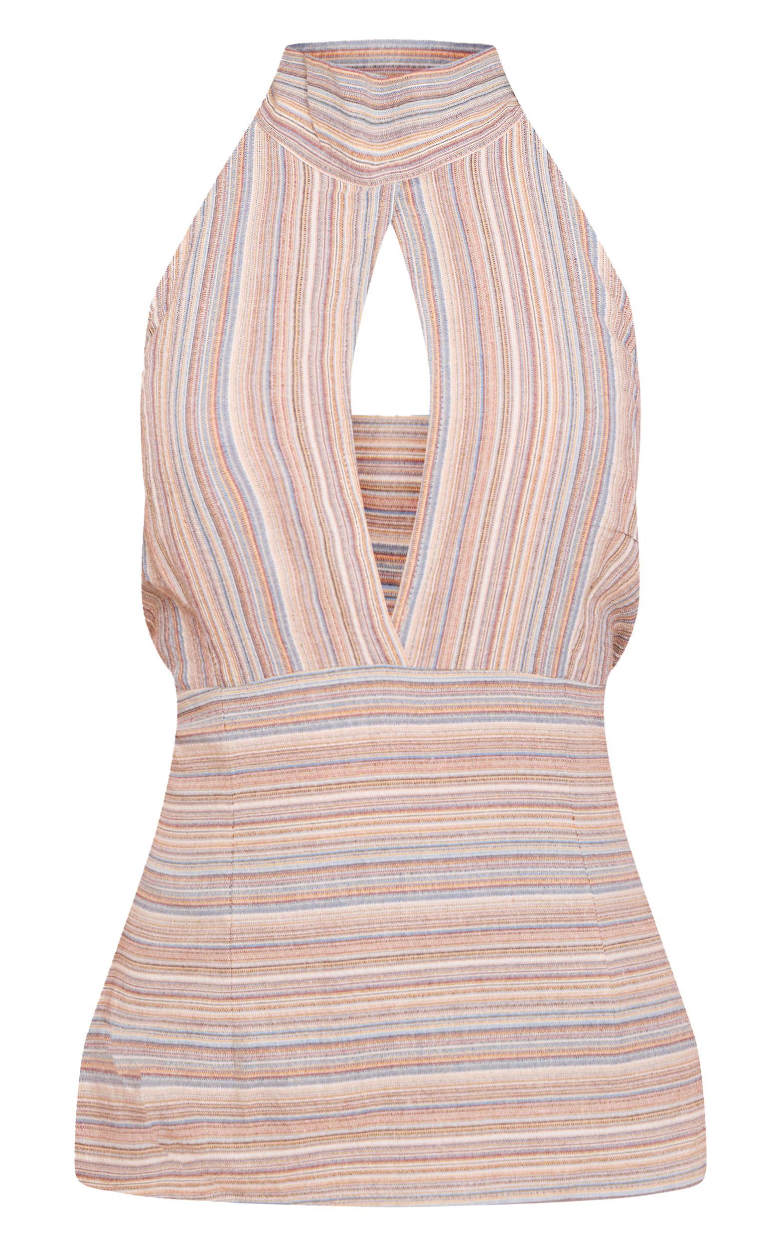 Petite Multi Stripe Halterneck Top Product Image