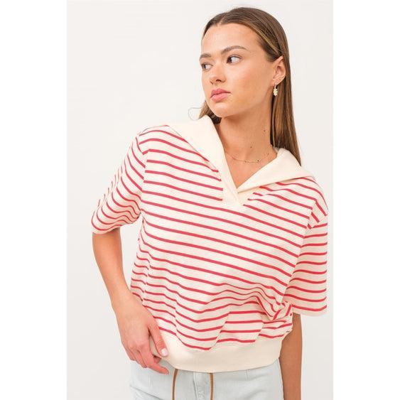 Sailor Collar Striped Top Product Image