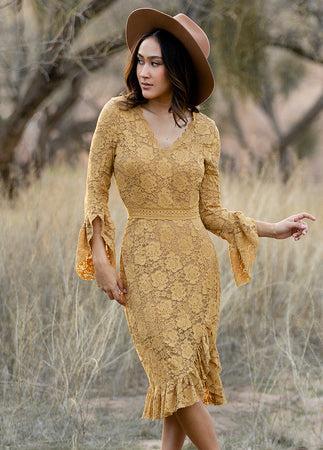 Zena Dress in Honey Product Image