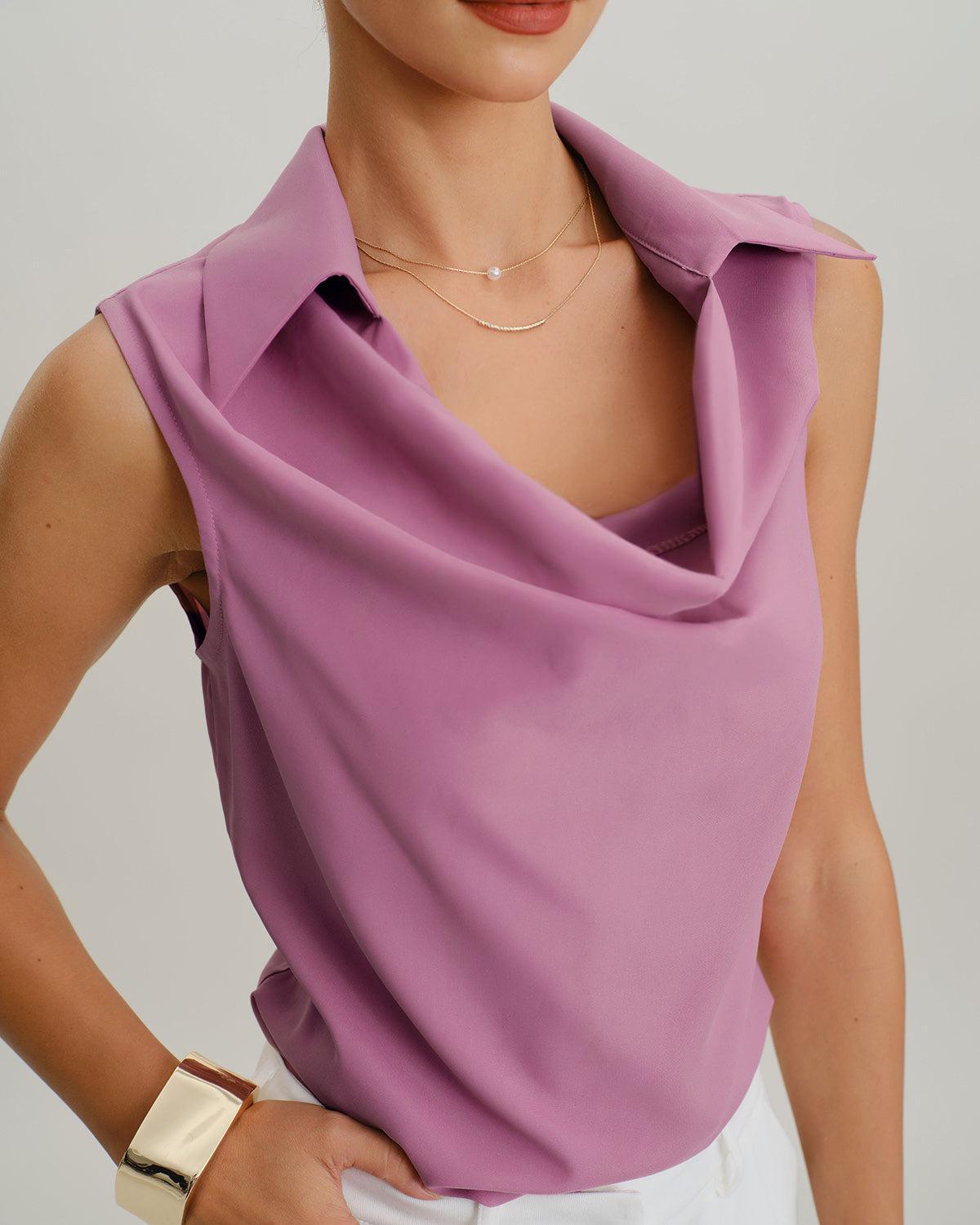 Purple Cowl Neck Tank Top Product Image