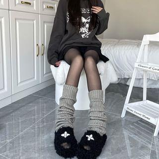 Plain Ribbed Knit Leg Warmers Product Image