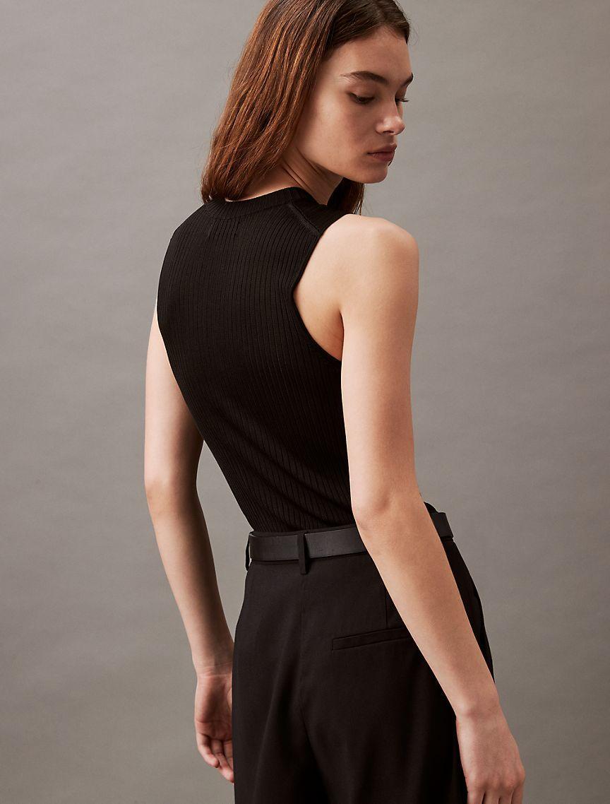 Stripe Viscose Shine Sweater Tank Product Image