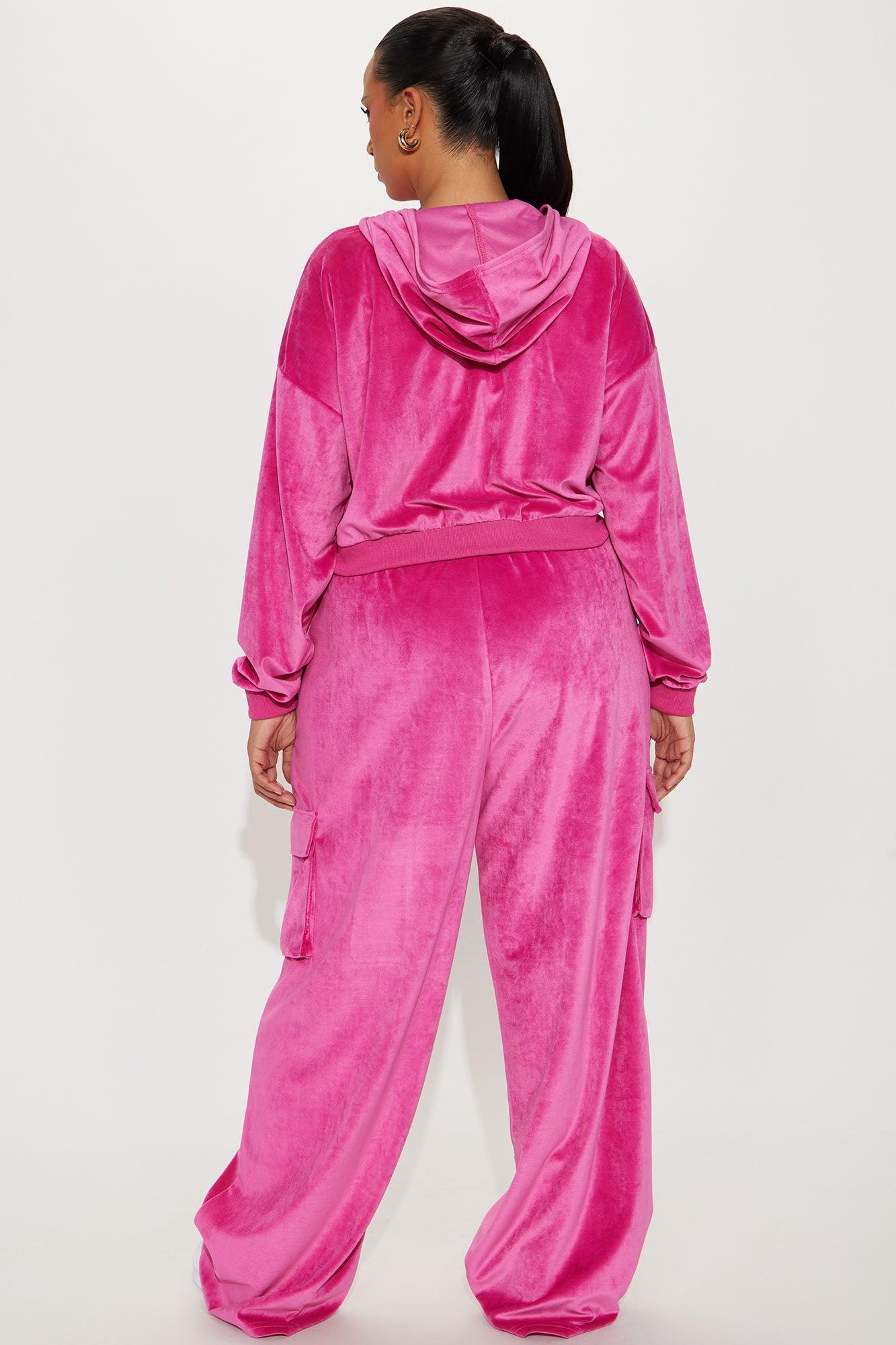 Saint Rhinestone Velour Pant Set - Pink Product Image