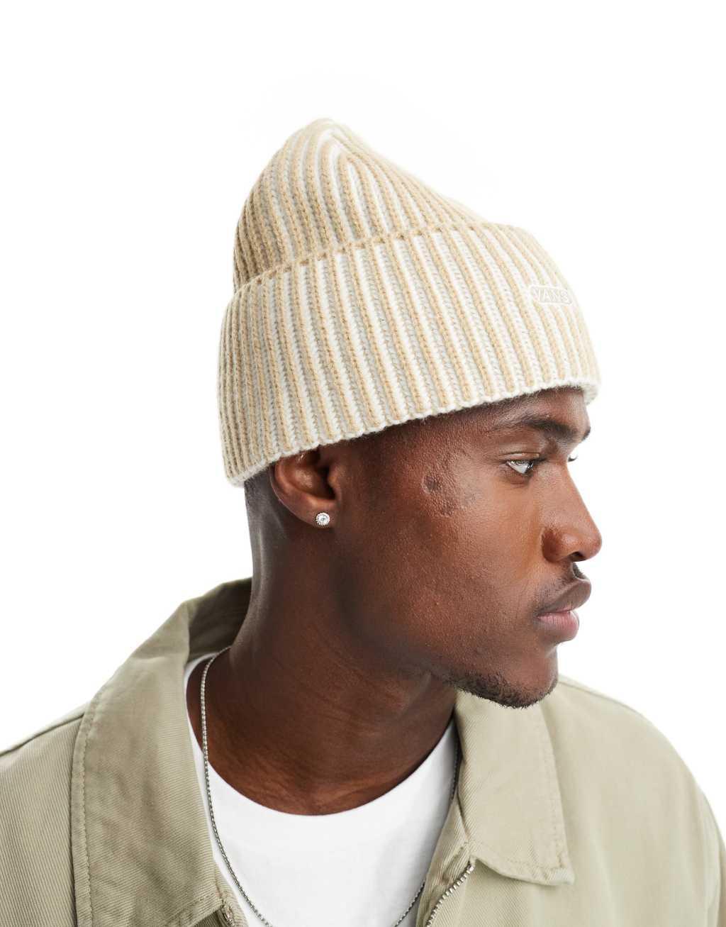 Vans Nesbit cuff beanie in beige Product Image