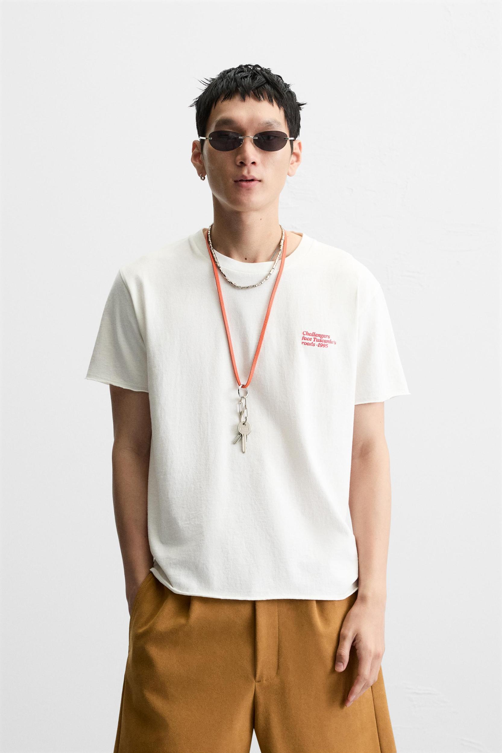 WASHED PRINT TEXT T-SHIRT Product Image