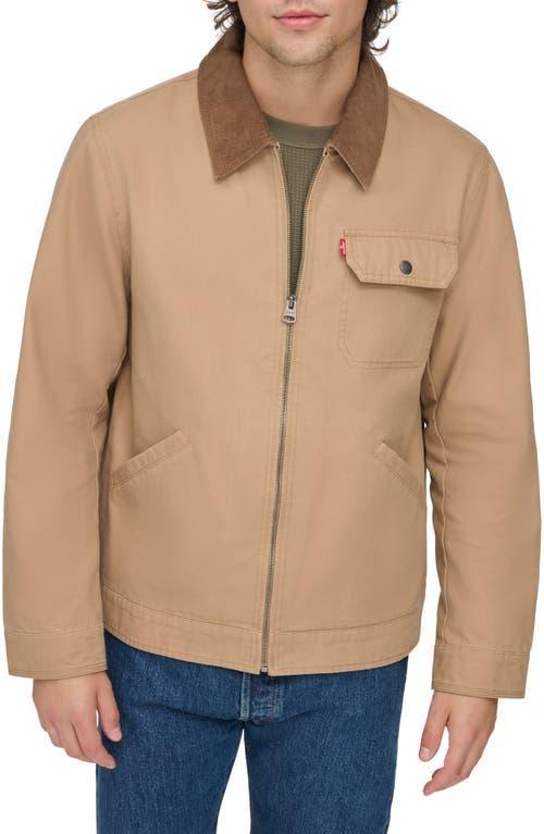 Mens Levis Cotton Canvas Depot Jacket with Corduroy Collar Pink Product Image