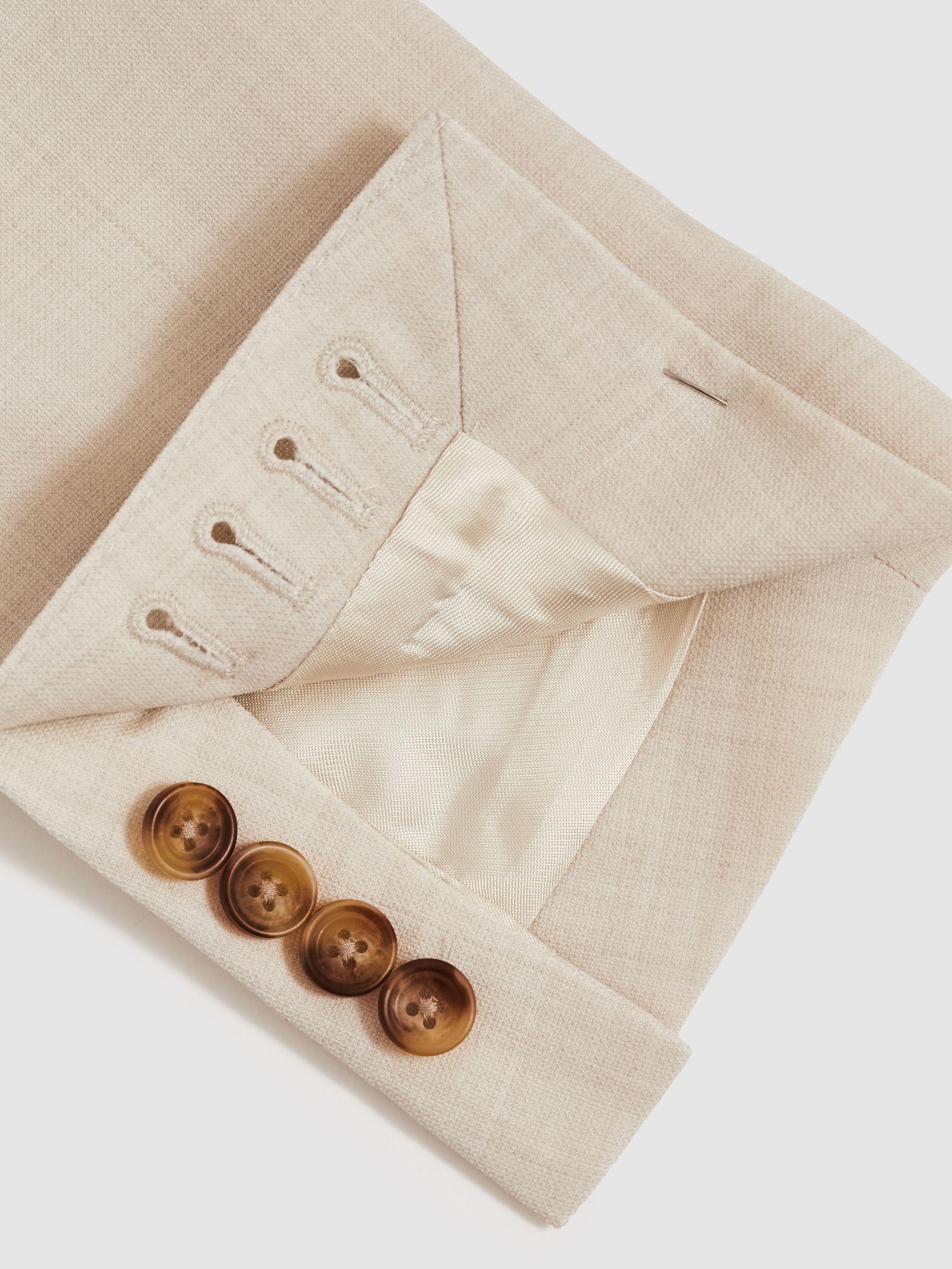 Single-Breasted Textured Suit Blazer Slim-Fit With Wool in Stone Product Image