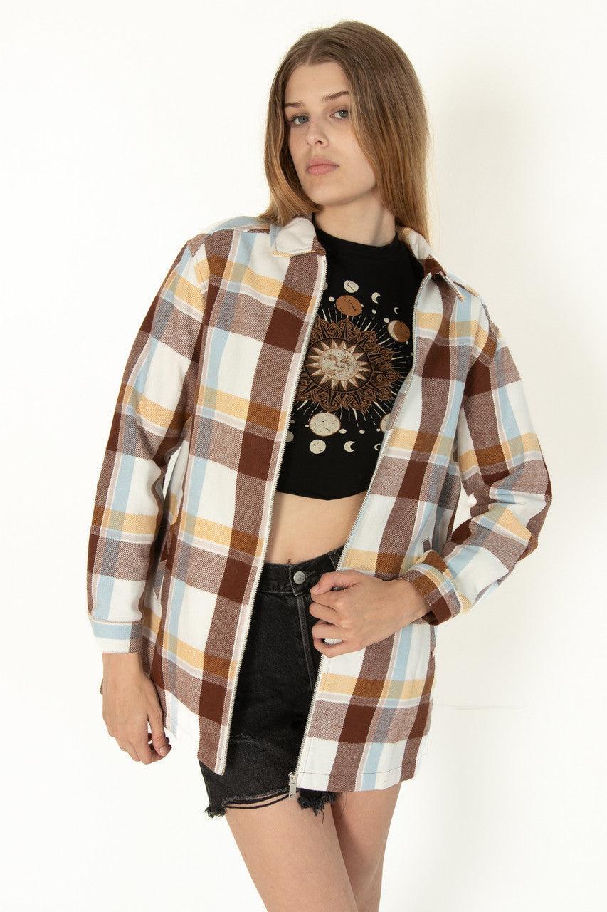 Plaid Zip Shacket Product Image