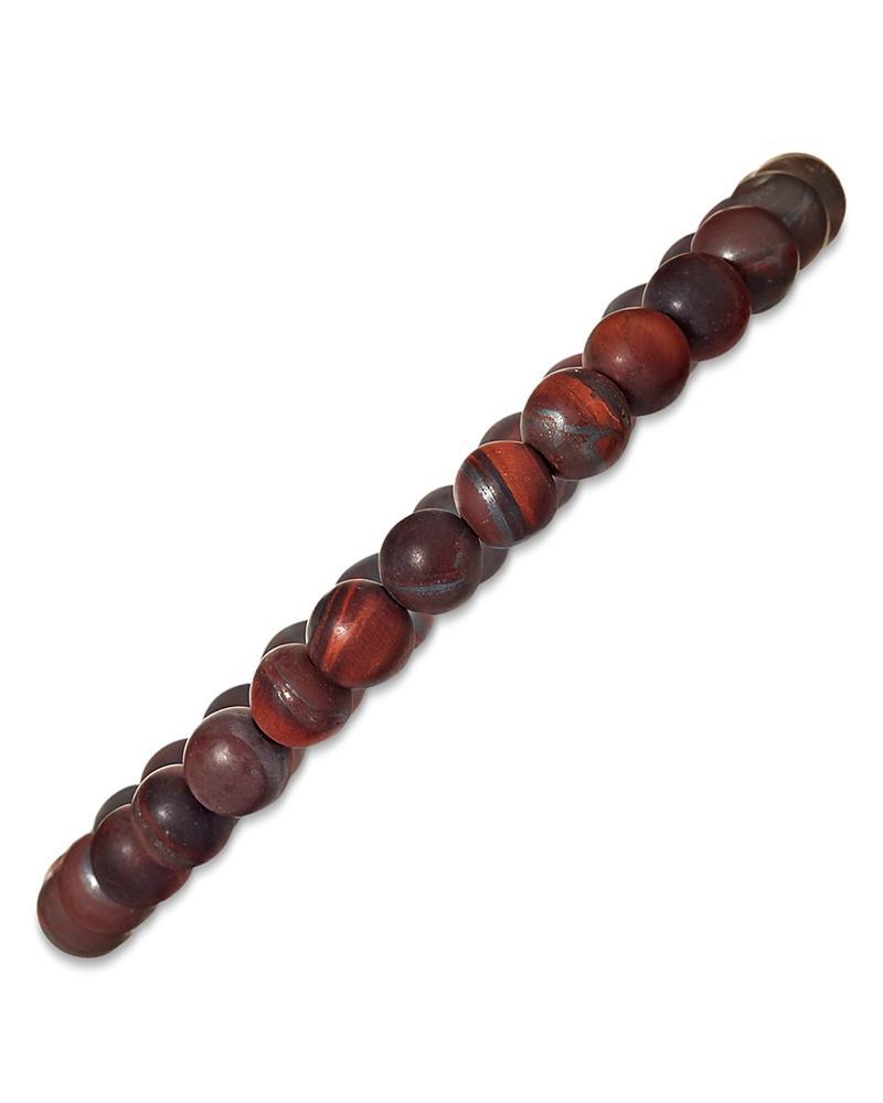 Mens Red Tigers Eye Beaded Stretch Bracelet Product Image