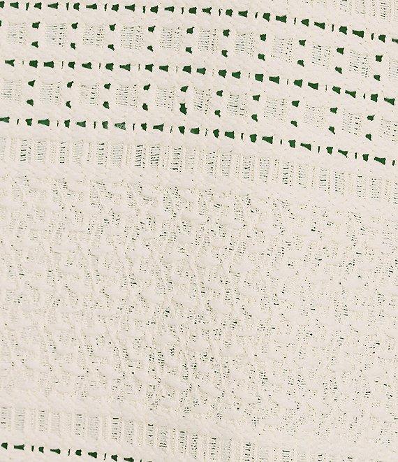 Ruby Rd. Crochet Knit Boat Neck Short Button Tab Sleeve Top Product Image