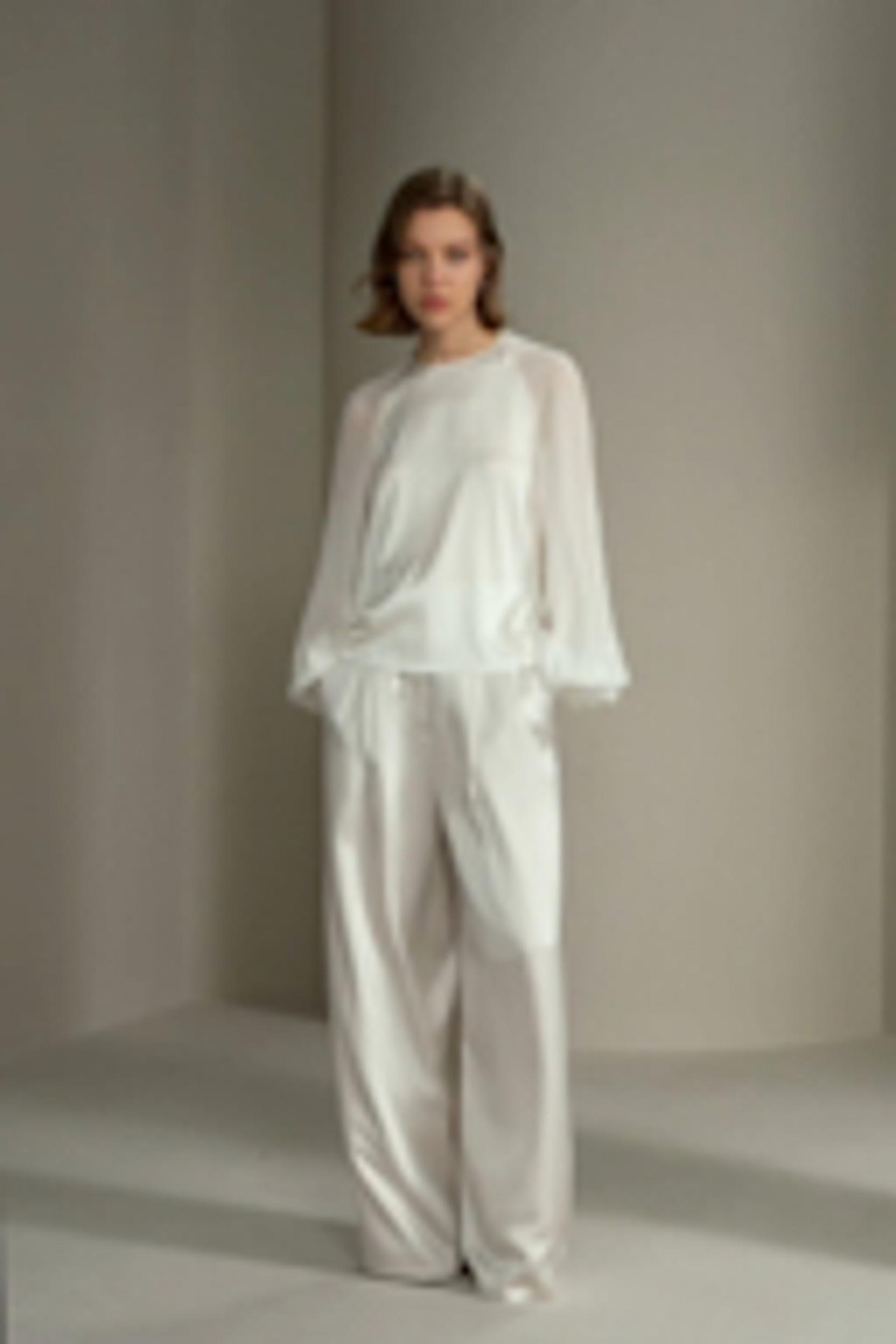 LILYSILK Women Silk Tops White Light and Soft Long Balloon Sleeves 100% Grade 6A Mulberry Silk Light and Soft XL Product Image