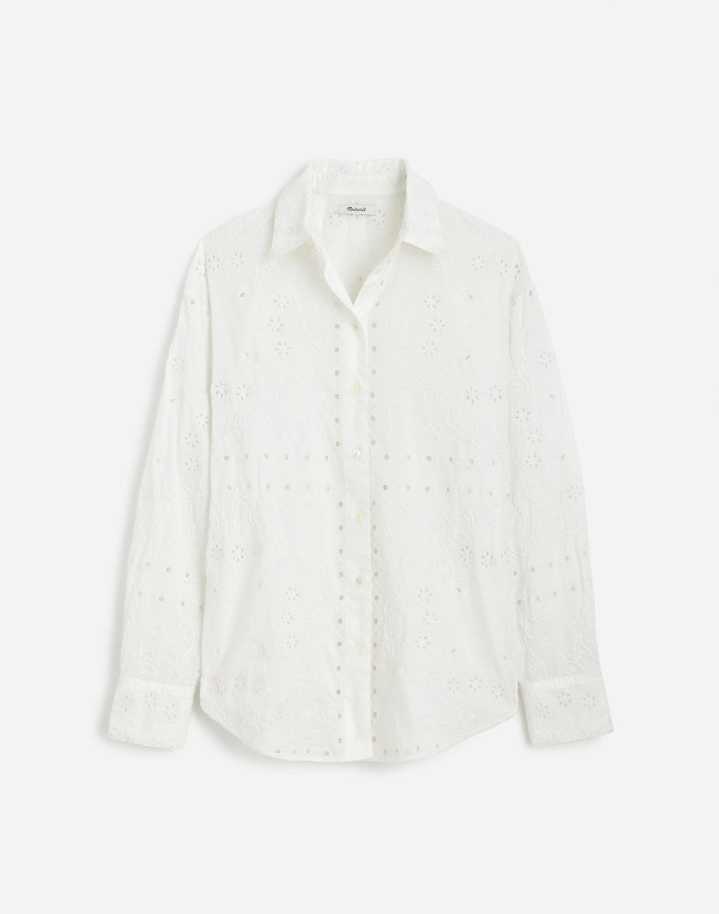 Embroidered Oversized Button-Up Shirt Product Image