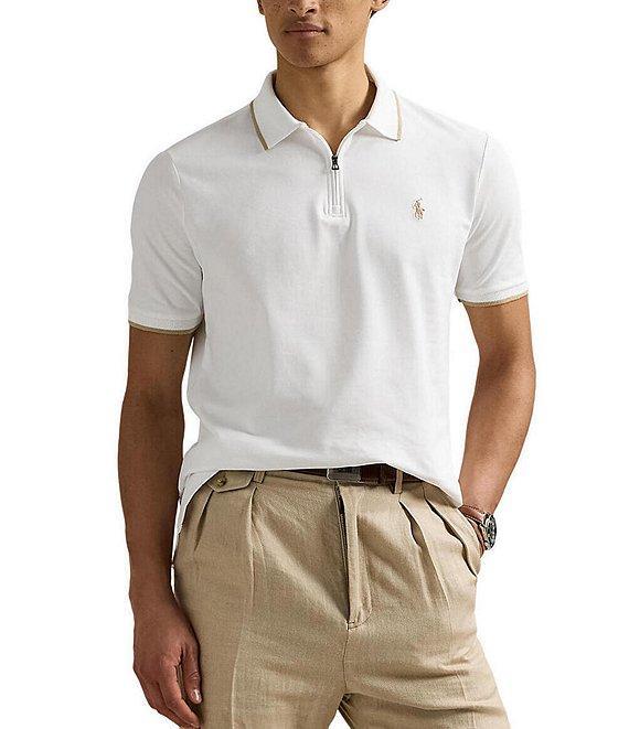 Polo Ralph Lauren Classic Fit Stretch Mesh Zip Short Sleeve Polo Shirt Product Image
