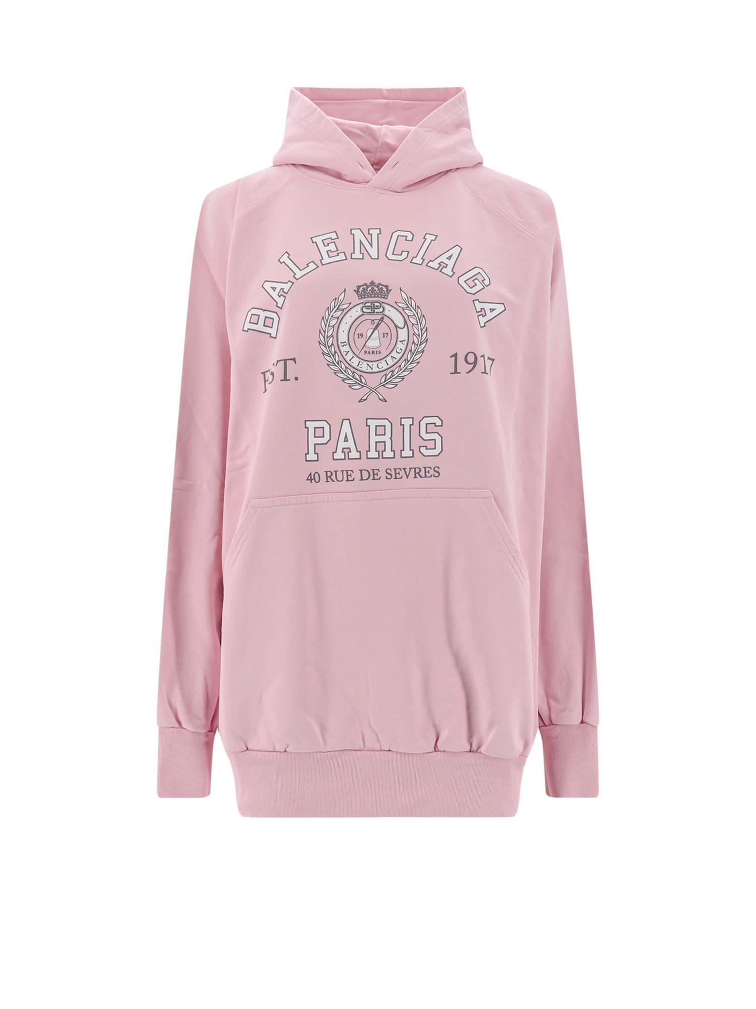 BALENCIAGA Metal Printed Cotton Hoodie In Pink Product Image