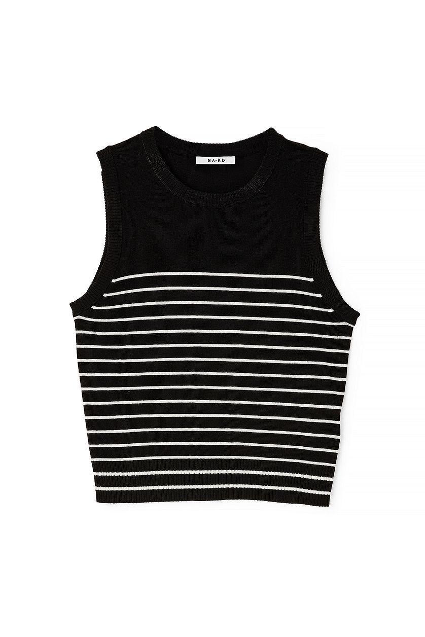 Sleeveless Knitted Striped Top Product Image
