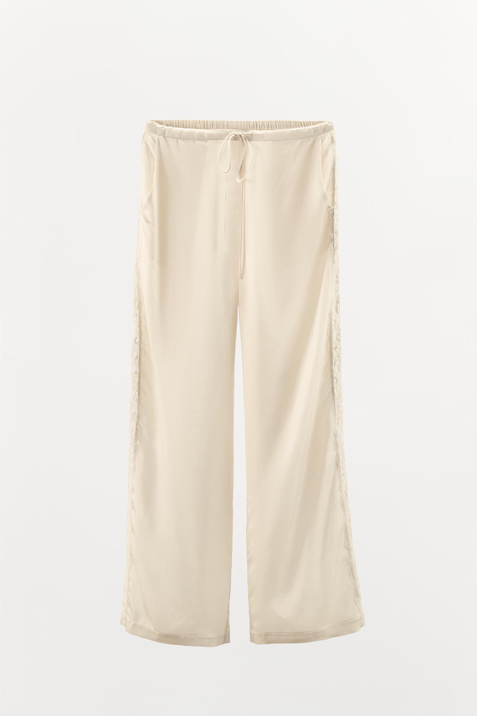 SATIN EFFECT LACE PANTS Product Image